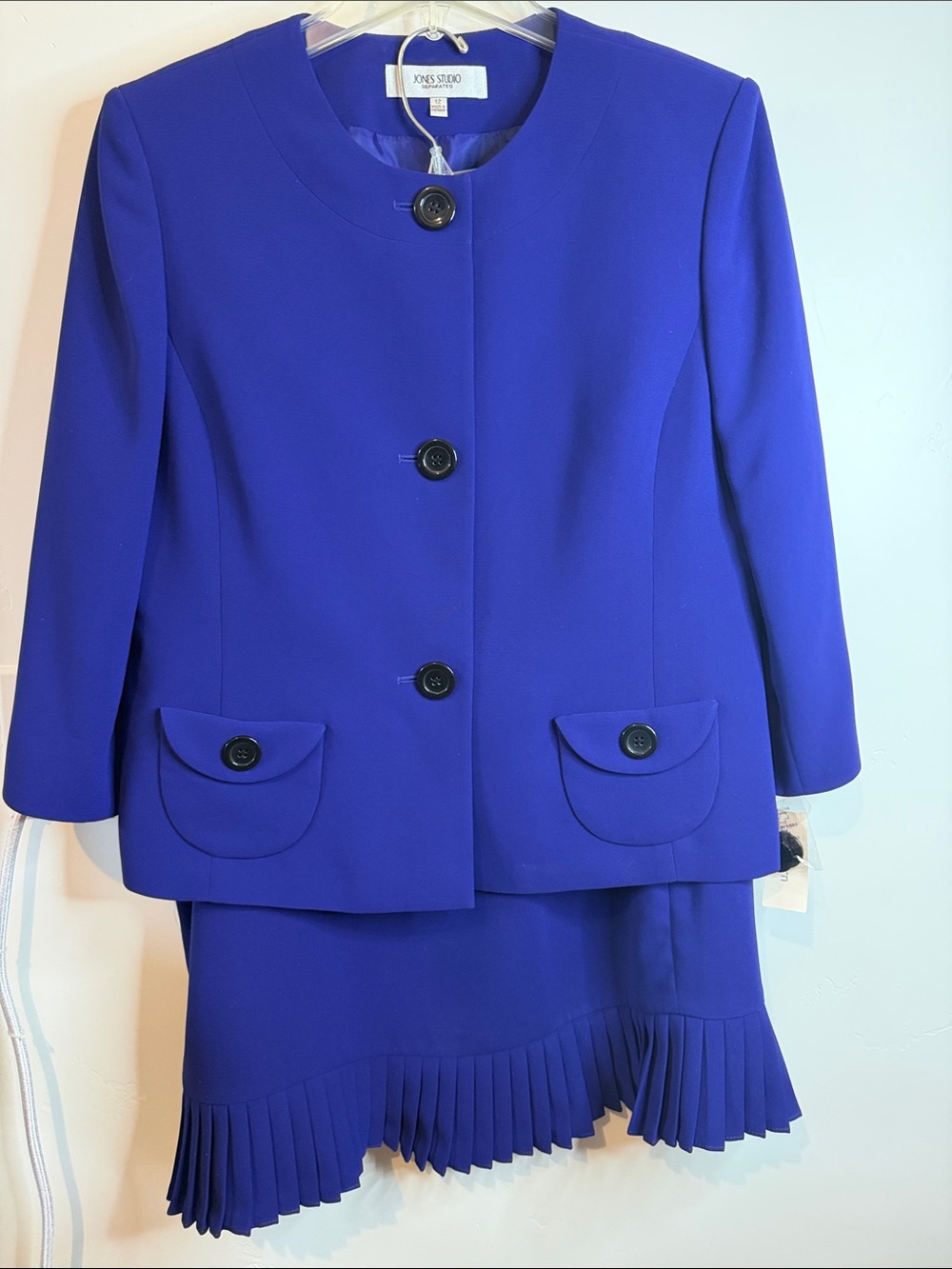 Jones Studio Cobalt Blue Button-Front Blazer and Skirt Set